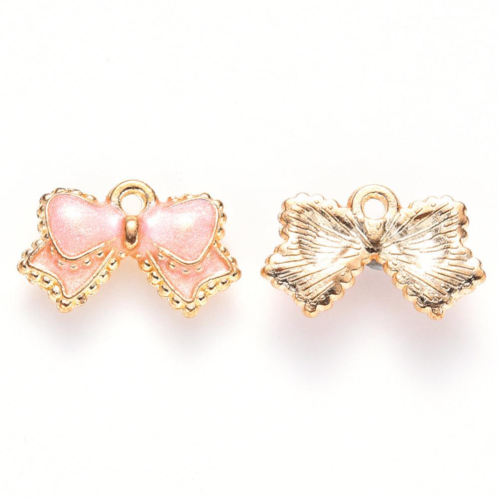 Bedel emaille strikje roze goud 10x16mm-bedels-Kraaltjes van Renate