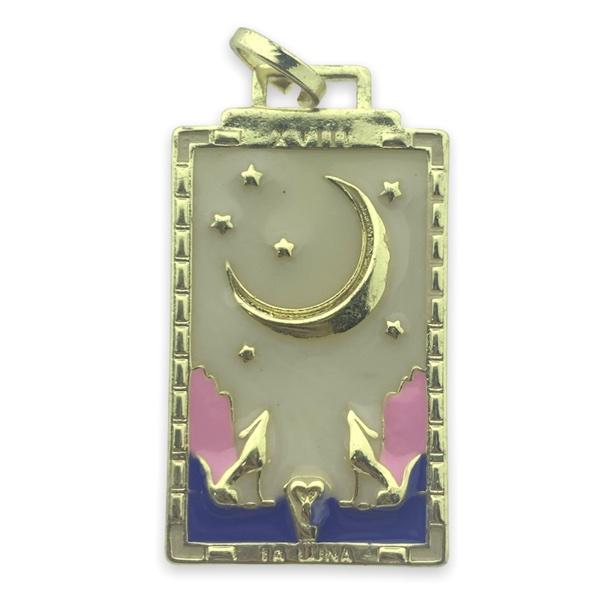 Bedel emaille tarot kaart roze goud 26x46mm-Kraaltjes van Renate