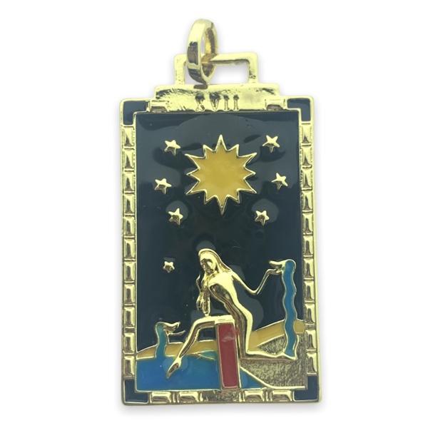 Bedel emaille tarot kaart zwart goud 26x46mm-Kraaltjes van Renate