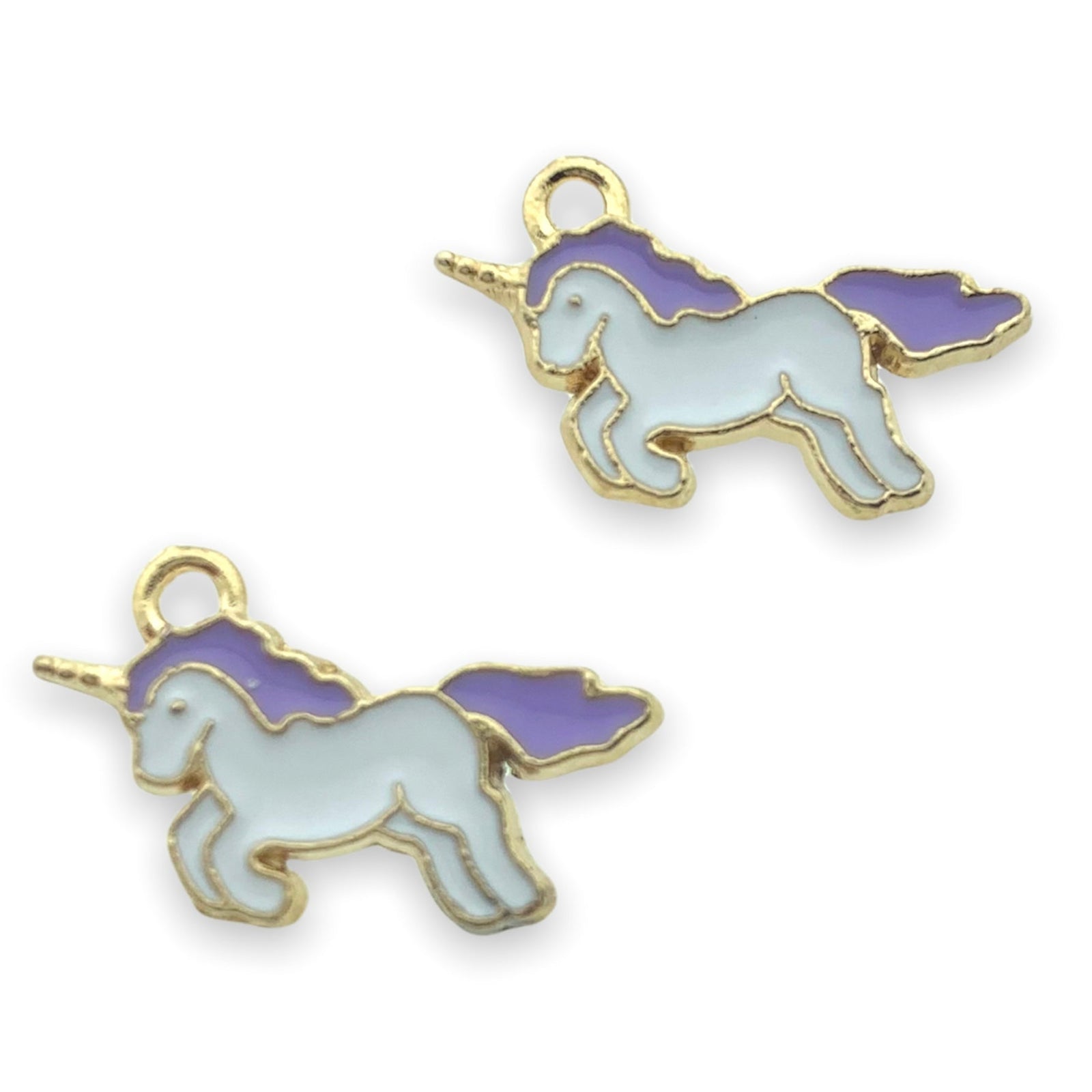 Bedel emaille unicorn wit-paars goud 20x15mm-bedels-Kraaltjes van Renate