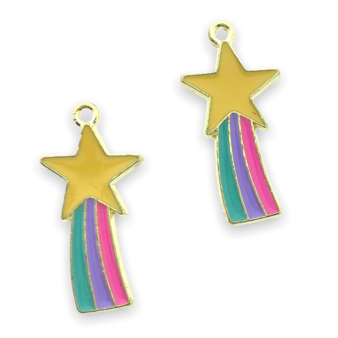 Bedel emaille vallende ster roze goud 27x13mm-bedels-Kraaltjes van Renate