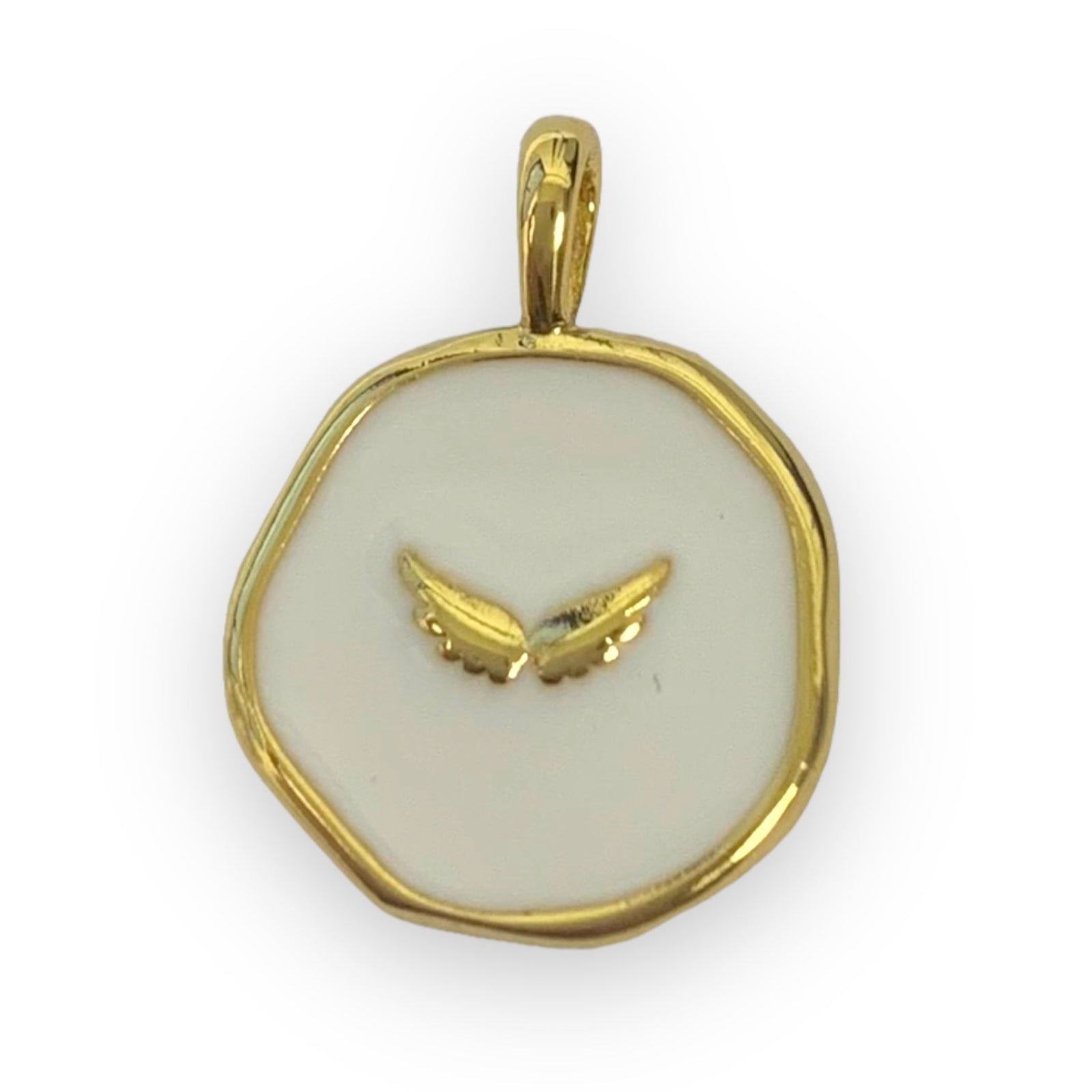 Bedel emaille vleugel wit 19x14mm-bedels-Kraaltjes van Renate