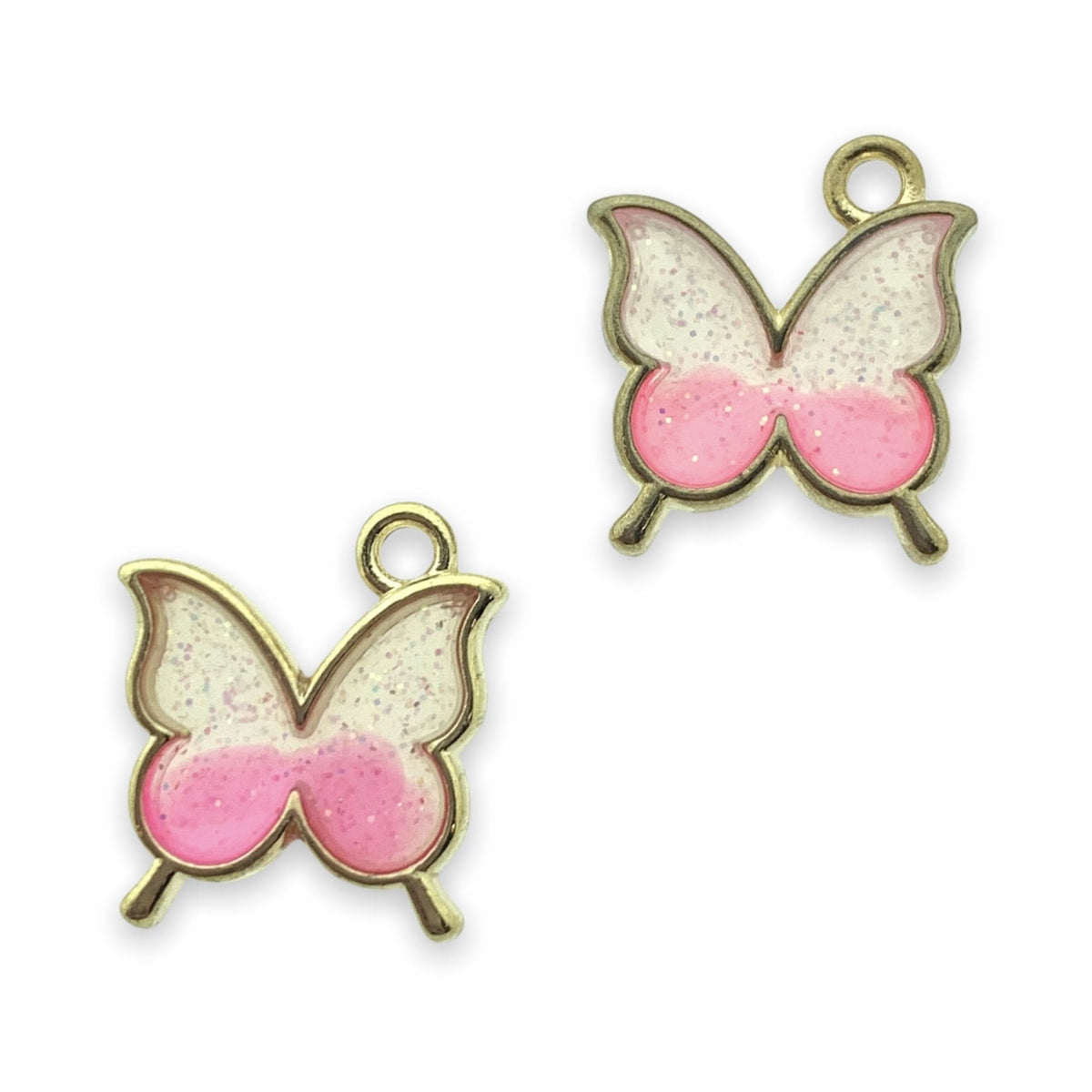 Bedel emaille vlinder roze-goud 16x14mm-Kraaltjes van Renate