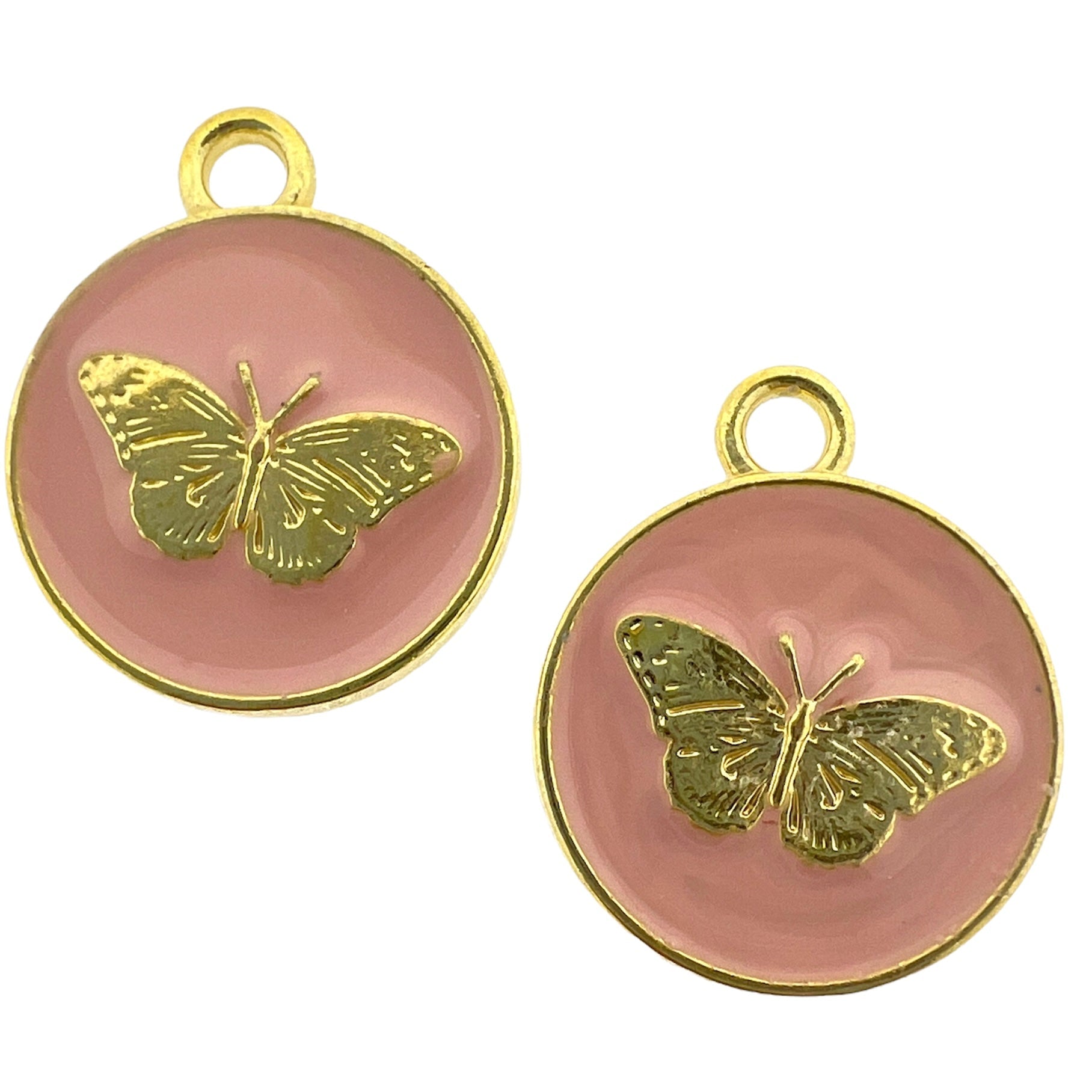 Bedel emaille vlinder roze goud 18x15x2mm-bedels-Kraaltjes van Renate