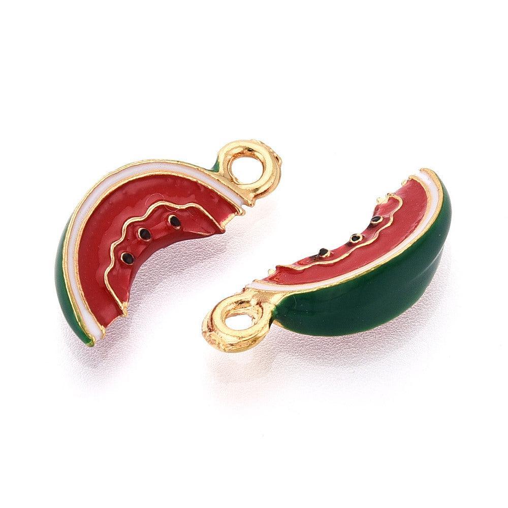 Bedel emaille watermeloen goud 18,5mm - per stuk-bedels-Kraaltjes van Renate