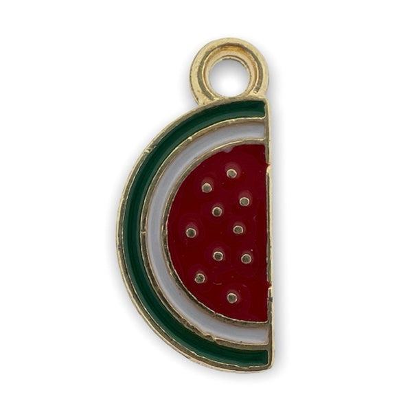 Bedel emaille watermeloen rood-goud 17x8mm-bedels-Kraaltjes van Renate