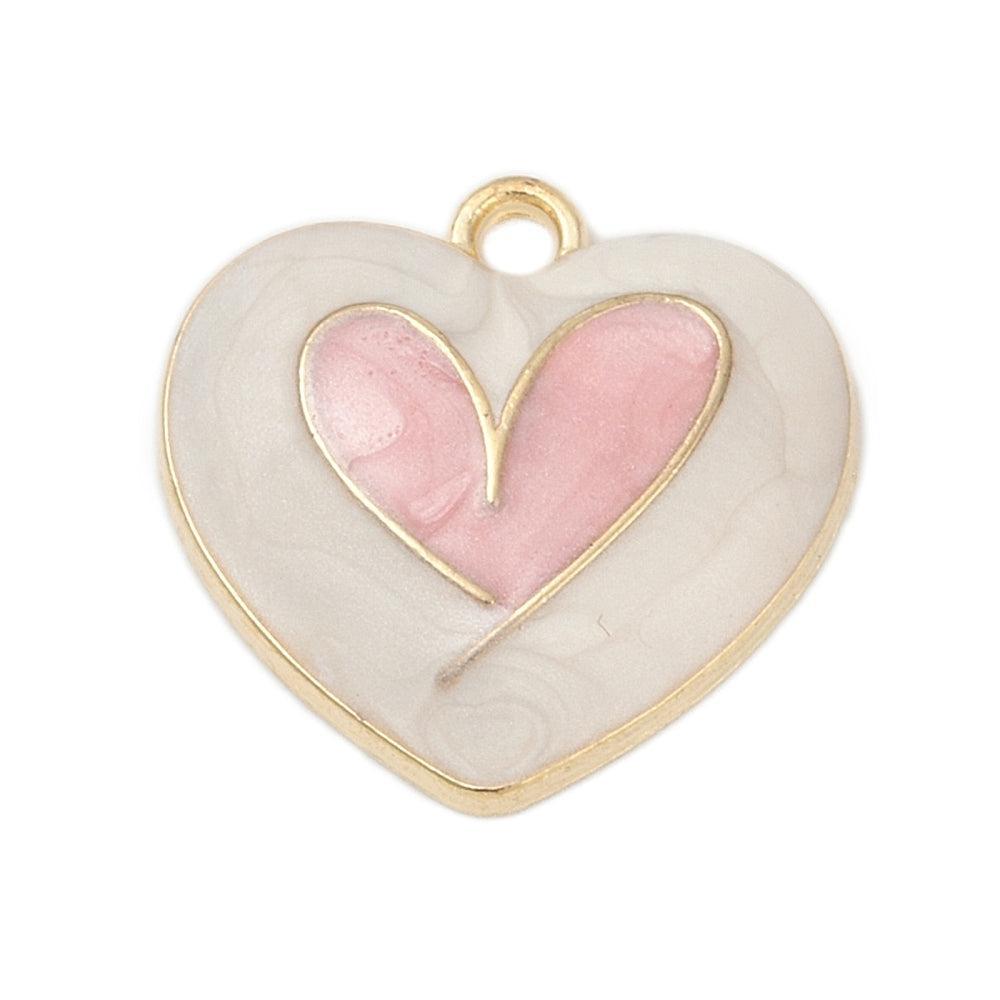 Bedel emaille white pink goud 18mm- per stuk-bedels-Kraaltjes van Renate