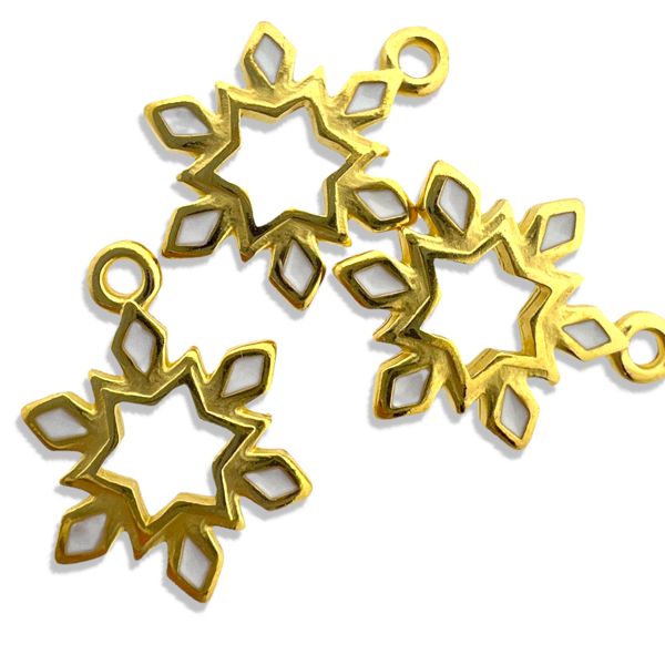 Bedel emaille wit Goud 24K DQ 12,5x17mm-bedels-Kraaltjes van Renate