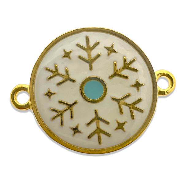 Bedel emaille wit Goud 24K DQ 23x18mm-bedels-Kraaltjes van Renate