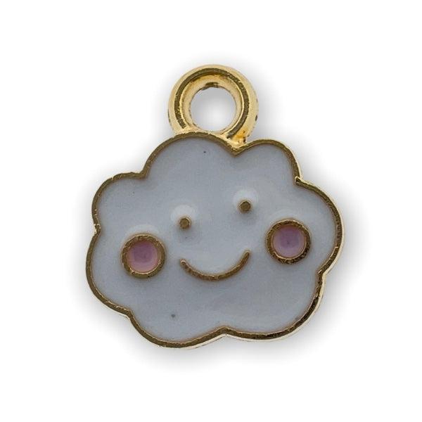 Bedel emaille wolk wit-goud 13x12mm-bedels-Kraaltjes van Renate