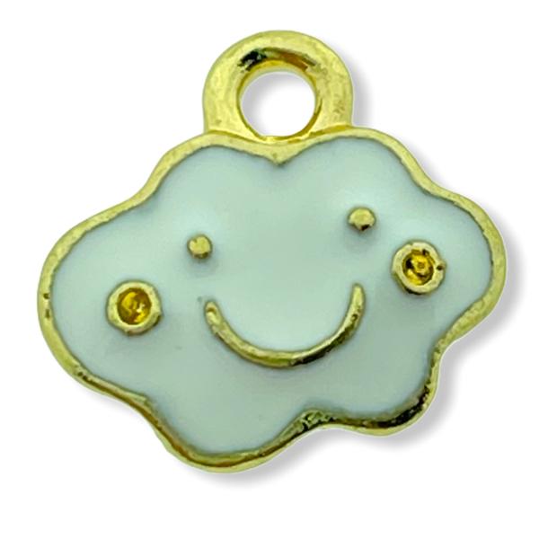Bedel enamel wolkje wit goud 12x13mm-Kraaltjes van Renate