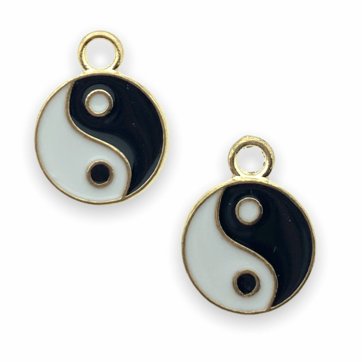 Bedel emaille yin yang goud 16x12mm-Kraaltjes van Renate