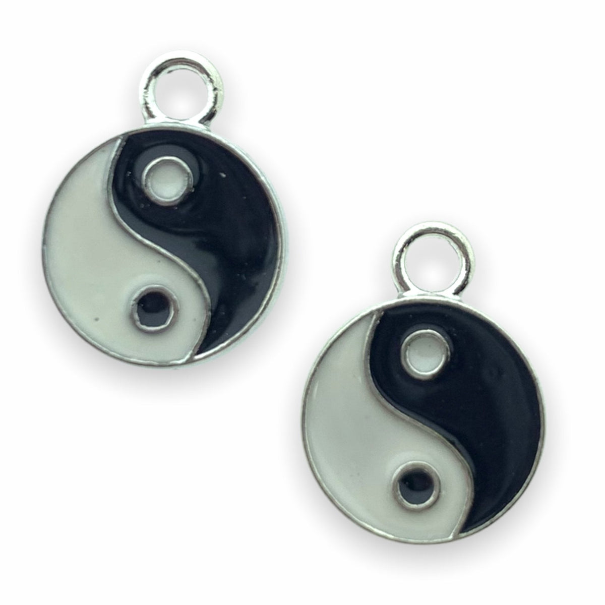Bedel emaille yin yang zilver 16x12mm-Kraaltjes van Renate