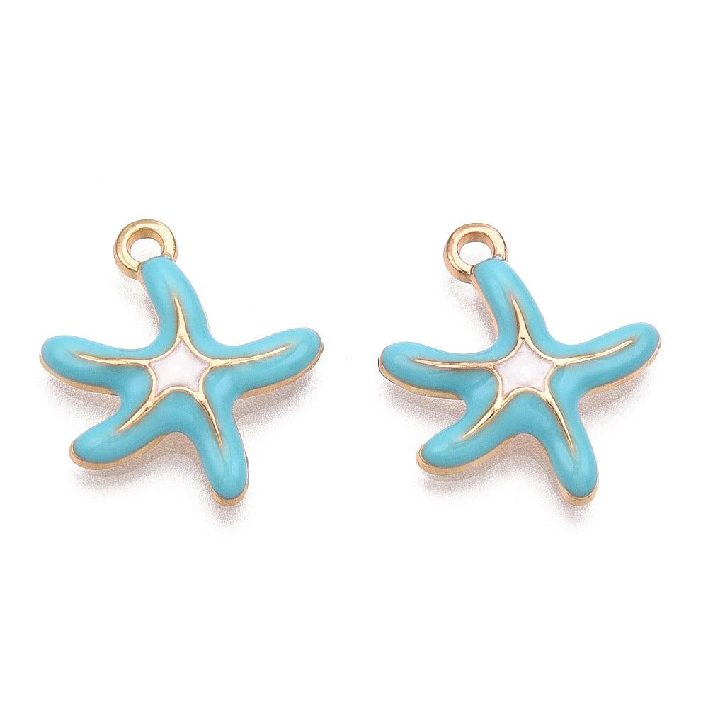 Bedel emaille zeester blauw 20mm - per stuk-bedels-Kraaltjes van Renate