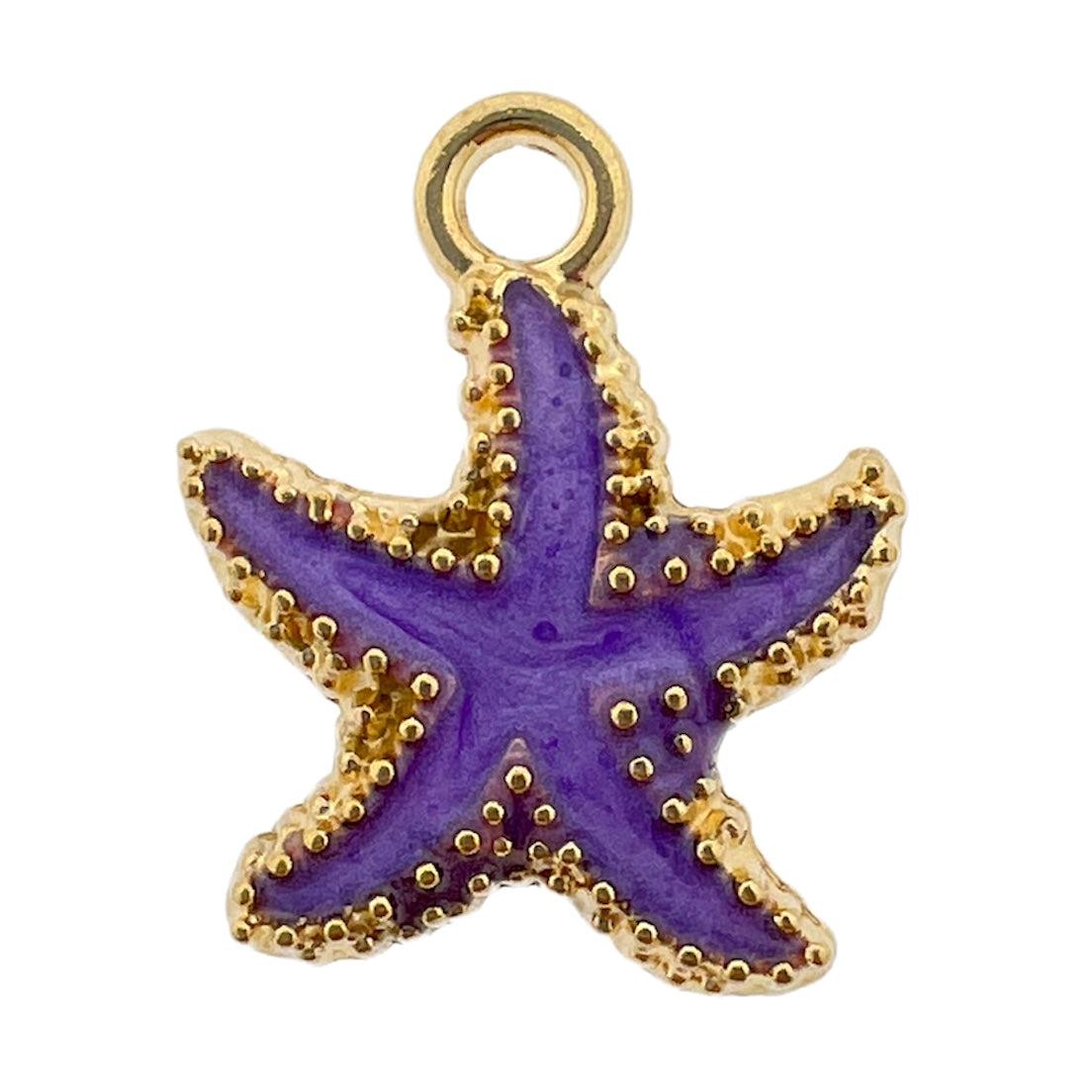 Bedel emaille zeester paars goud 18x15mm-bedels-Kraaltjes van Renate