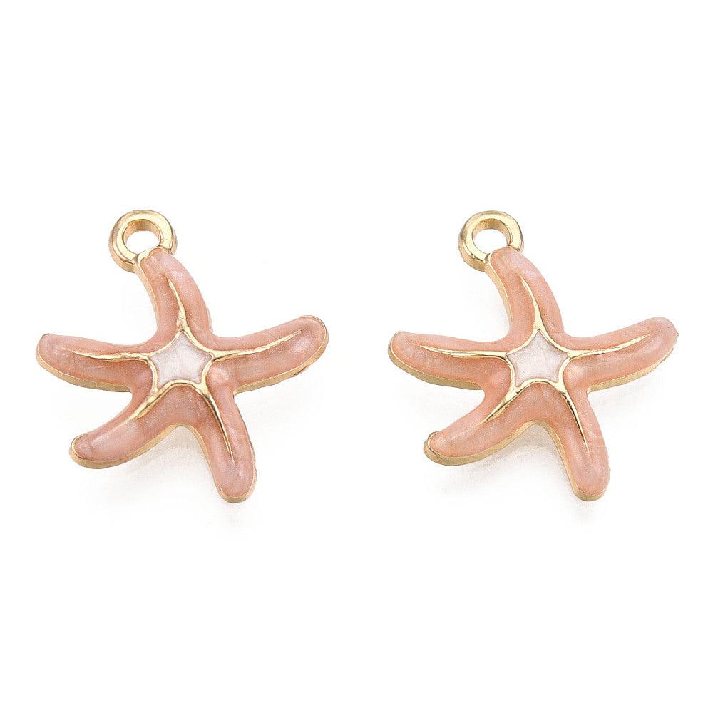 Bedel emaille zeester roze 20x17mm-bedels-Kraaltjes van Renate