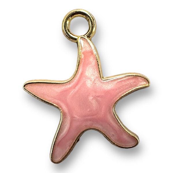 Bedel emaille zeester roze goud 20mm-bedels-Kraaltjes van Renate