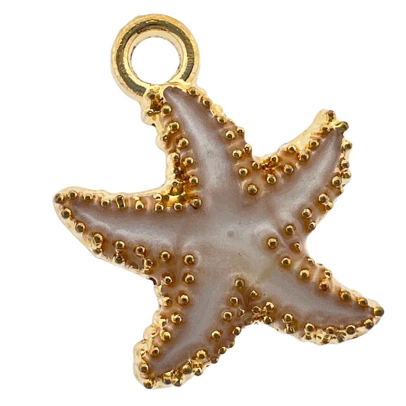 Bedel emaille zeester wit goud 18x15mm-bedels-Kraaltjes van Renate