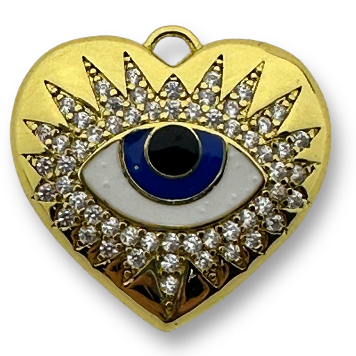 Bedel emaille zirconia Hart oog Blauw gold plated 20mm - per stuk-bedels-Kraaltjes van Renate