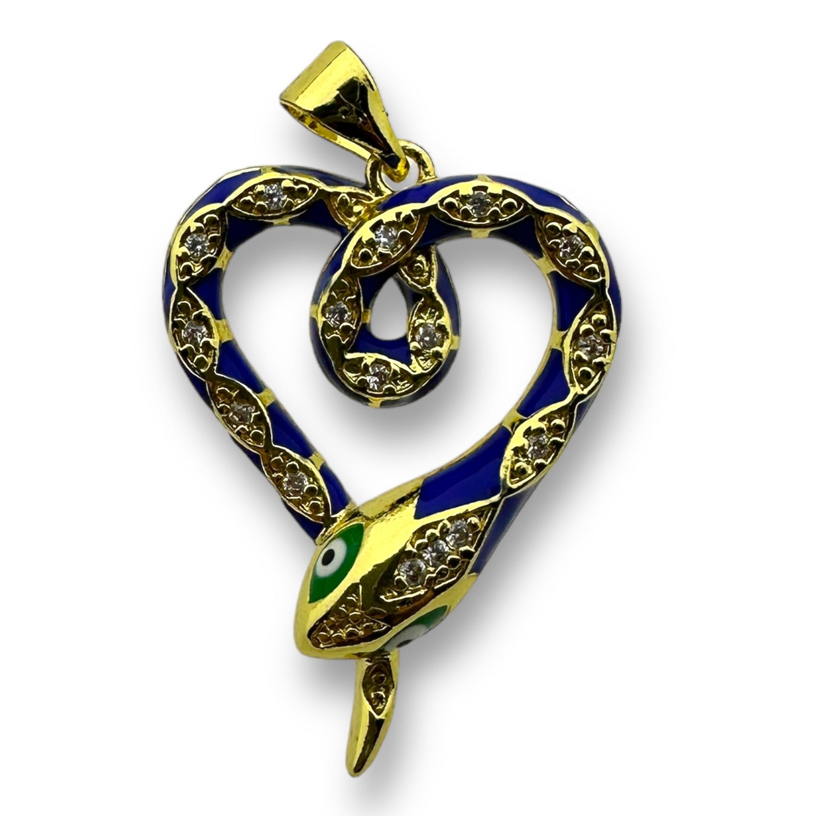 Bedel emaille zirconia Slang Blauw gold plated 27mm - per stuk-bedels-Kraaltjes van Renate