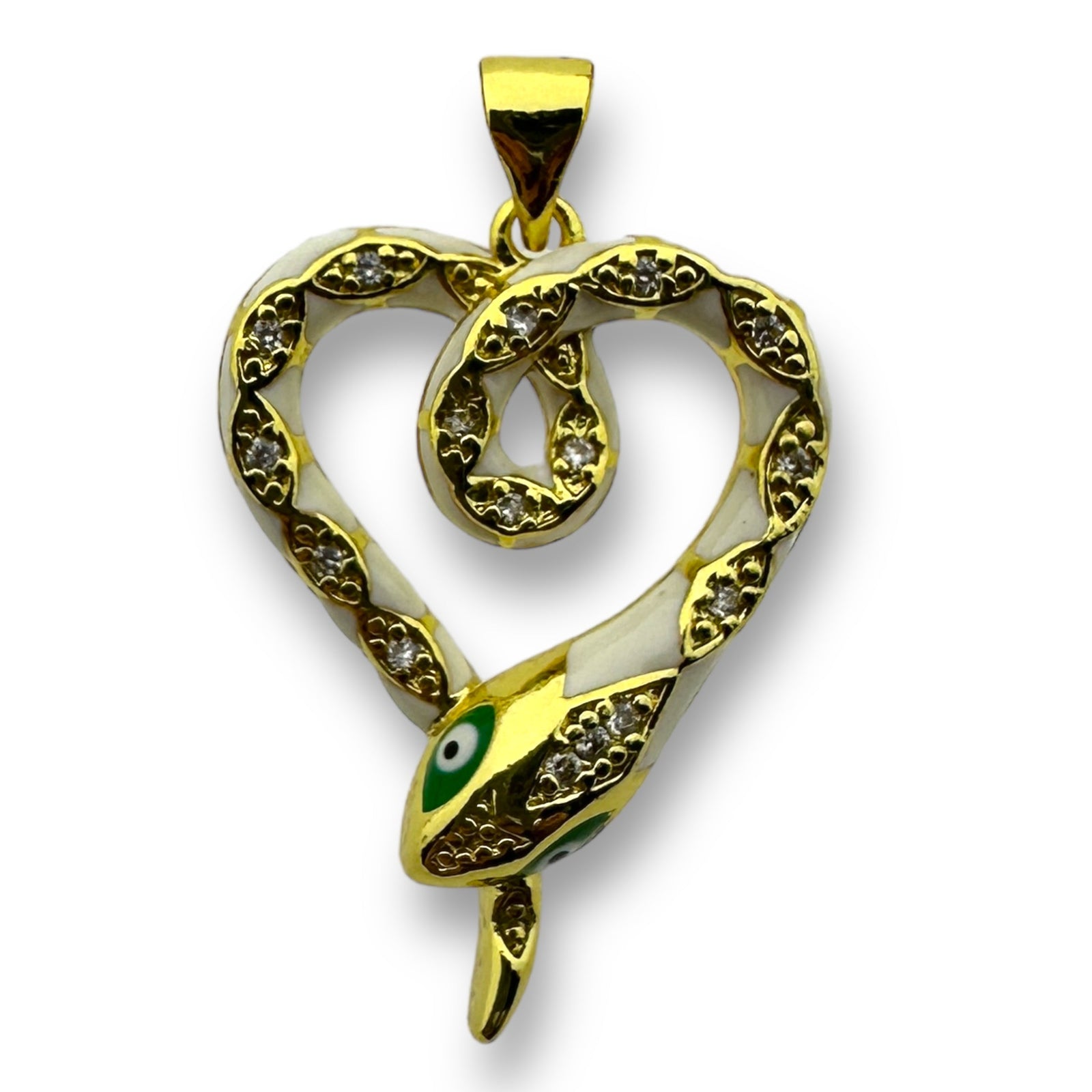 Bedel emaille zirconia Slang Wit gold plated 27mm - per stuk-bedels-Kraaltjes van Renate