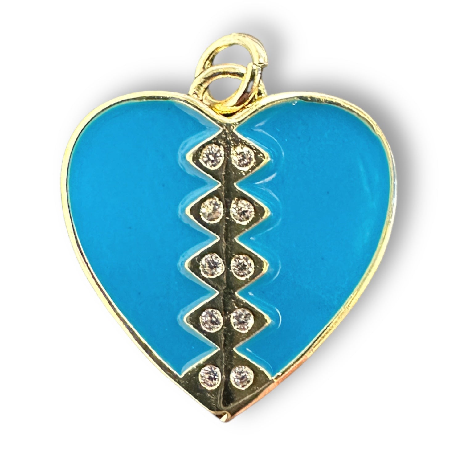 Bedel emaille zirconia hart Aqua gold plated 20mm - per stuk-bedels-Kraaltjes van Renate