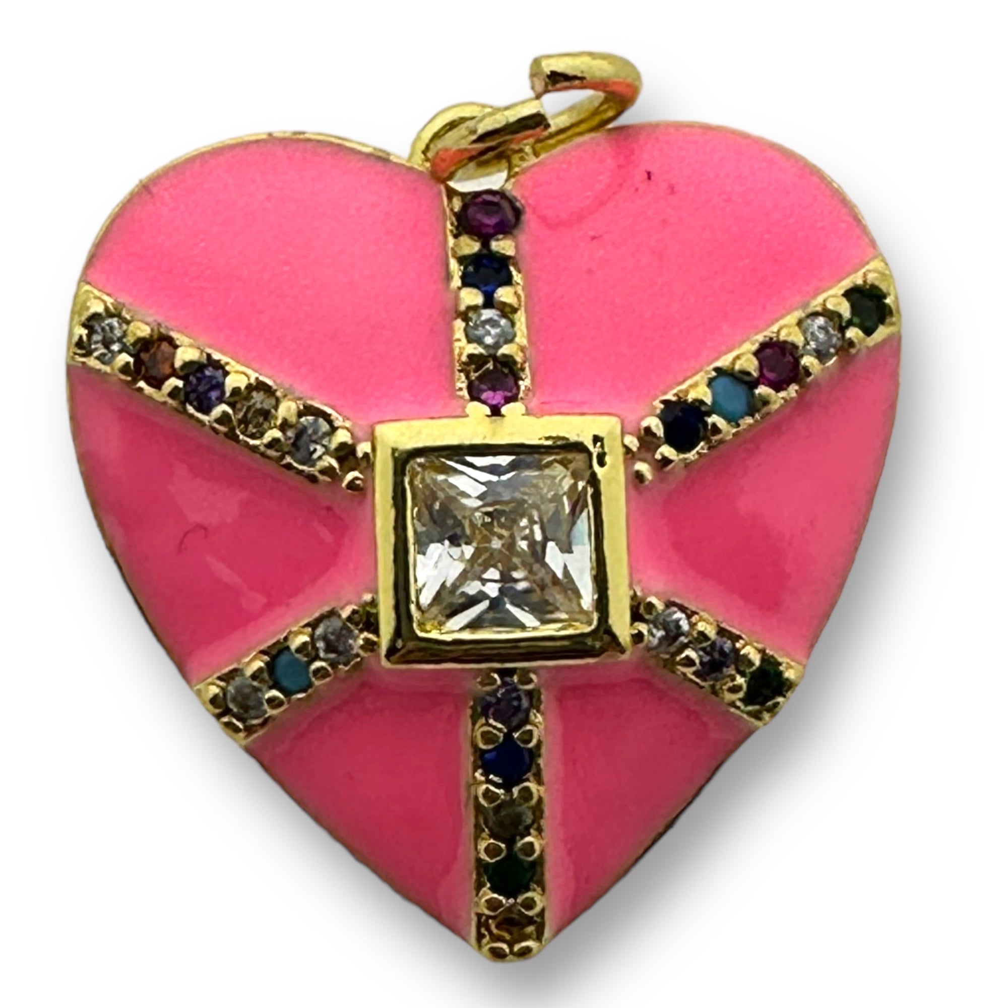 Bedel emaille zirconia hart Roze gold plated 19mm - per stuk-bedels-Kraaltjes van Renate