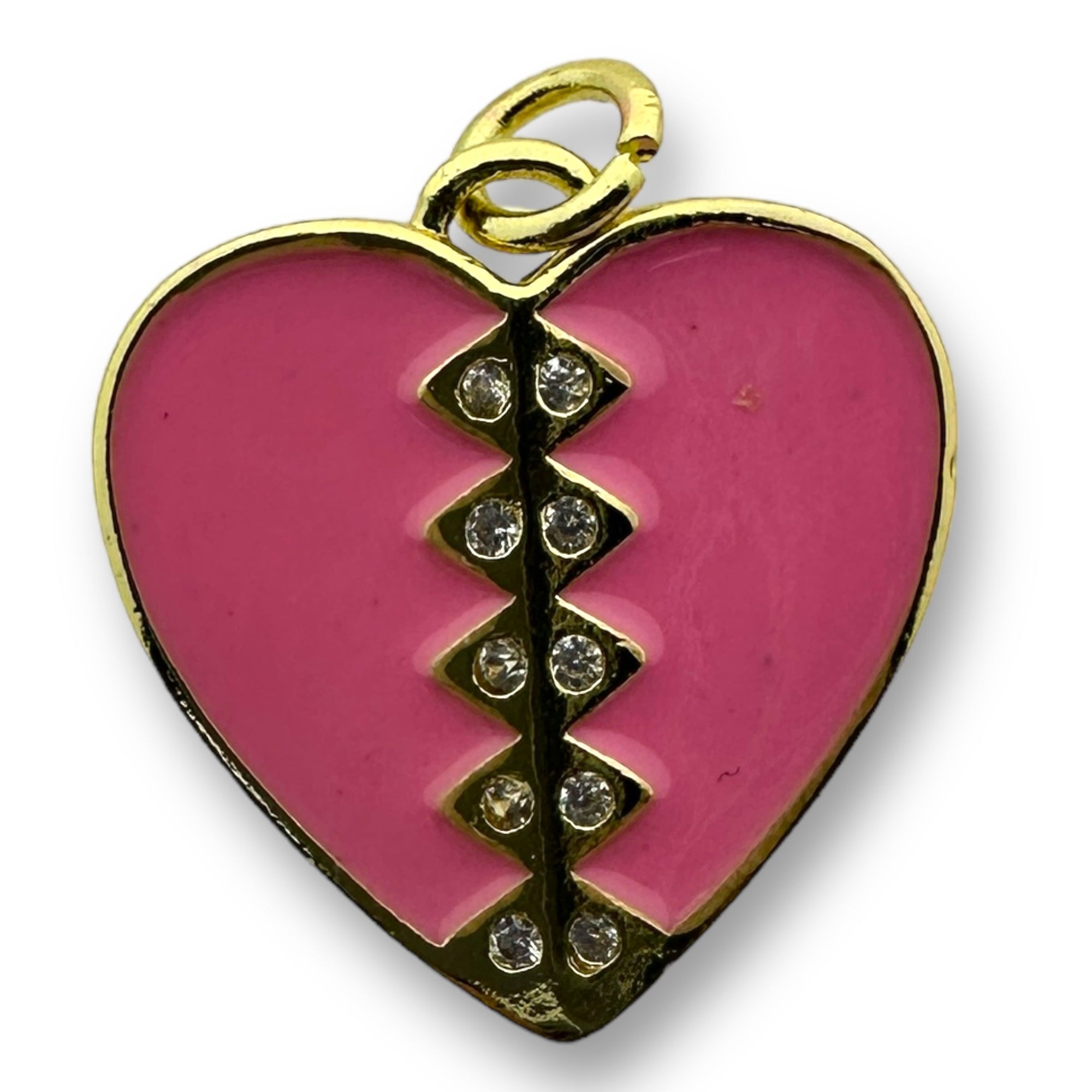 Bedel emaille zirconia hart Roze gold plated 20mm - per stuk-bedels-Kraaltjes van Renate