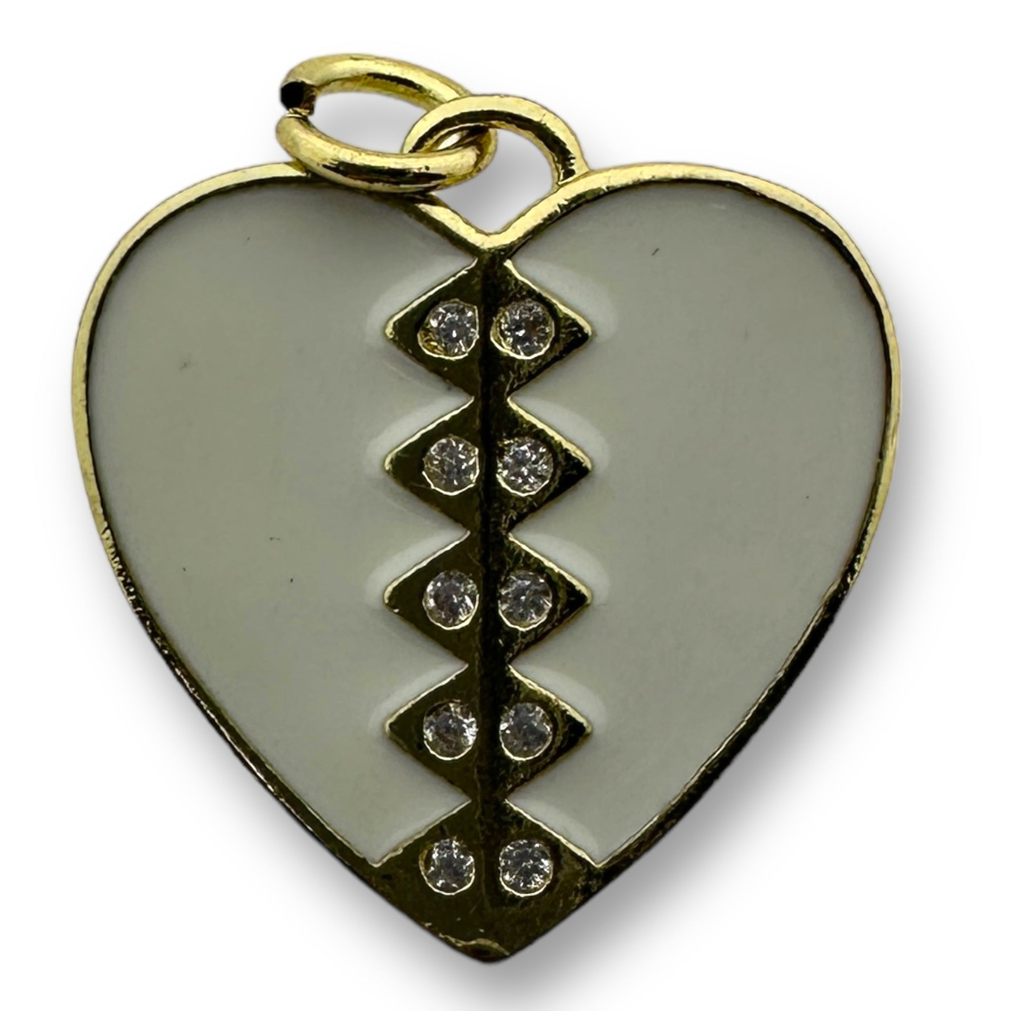 Bedel emaille zirconia hart Wit gold plated 20mm - per stuk-bedels-Kraaltjes van Renate