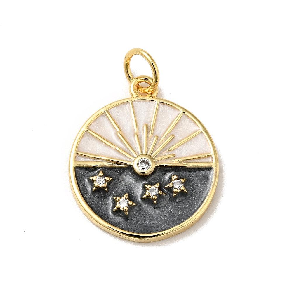 Bedel emaille zirkonia munt Sterren 18k plated Goud 16mm-bedels-Kraaltjes van Renate