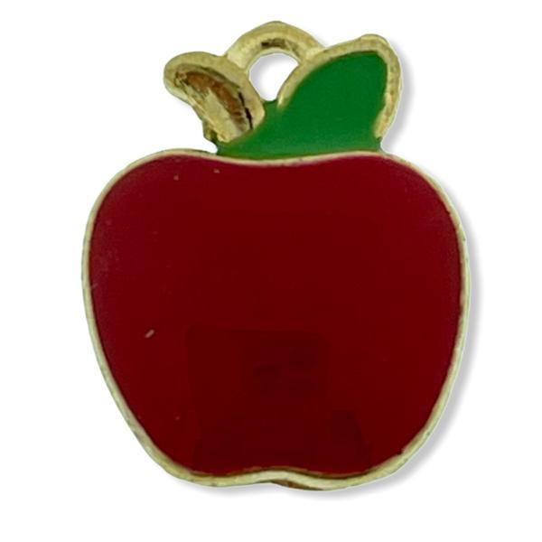 Bedel enamel appel rood goud 15x12mm-Kraaltjes van Renate