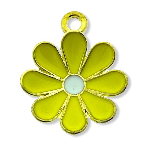 Bedel enamel bloem geel goud 19x16mm-Kraaltjes van Renate