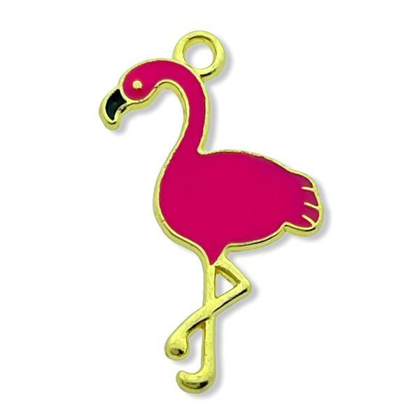 Bedel enamel flamingo roze goud 29x18mm-Kraaltjes van Renate