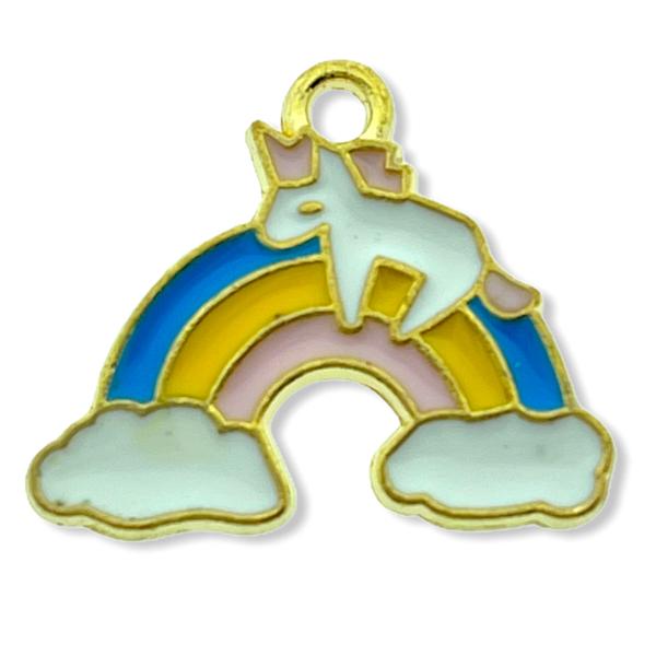 Bedel enamel regenboog multicolour goud 17x20mm-Kraaltjes van Renate