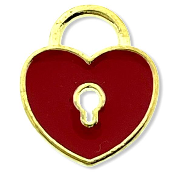 Bedel enamel slot hart rood goud 13x11mm-Kraaltjes van Renate