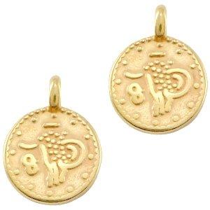Bedel ethnic munt Goud DQ 15x12mm-Kraaltjes van Renate