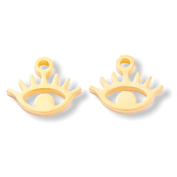 Bedel evil eye RVS goud 9x10mm-Kraaltjes van Renate