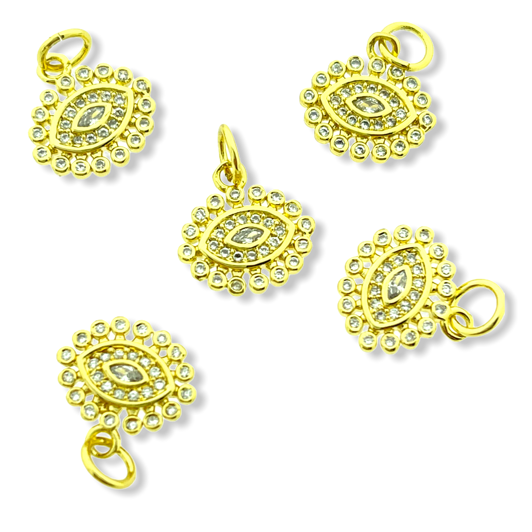 Bedel evil eye Zirconia Gold plated 12mm-Kraaltjes van Renate