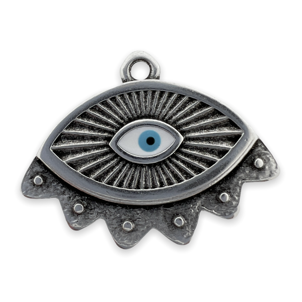 Bedel evil eye groot Zilver DQ 24x18mm-bedels-Kraaltjes van Renate