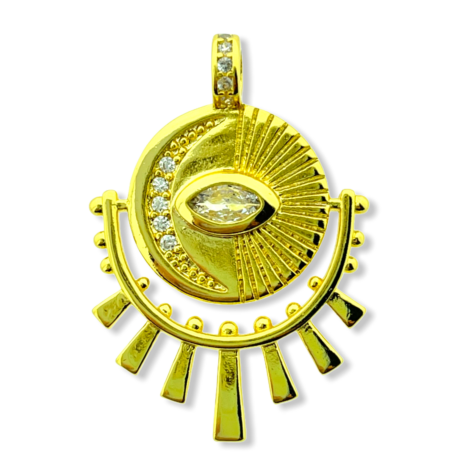 Bedel eye with moon Zirconia Gold plated 32x22mm-Kraaltjes van Renate