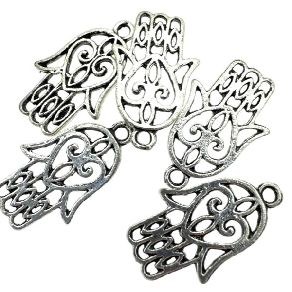 Bedel filigraan Hamsa hand Zilver 21x13mm - 5 stuks-bedels-Kraaltjes van Renate