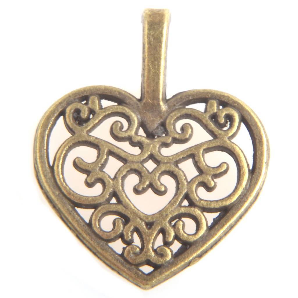 Bedel filigraan hart Brons 18x15mm - 3 stuks-Kraaltjes van Renate