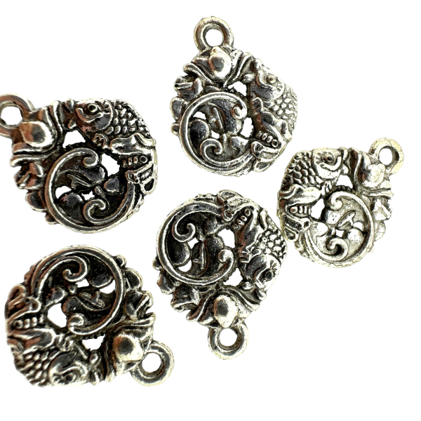 Bedel fish zilver 17x14mm - 5 stuks-bedels-Kraaltjes van Renate