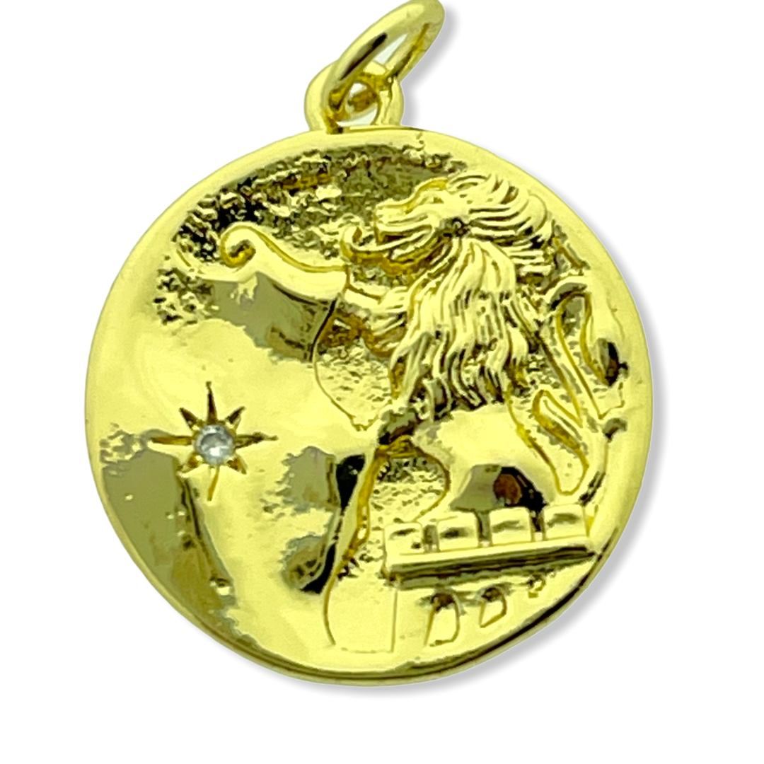 Bedel flat round Zirconia Gold plated 21x18mm-Kraaltjes van Renate