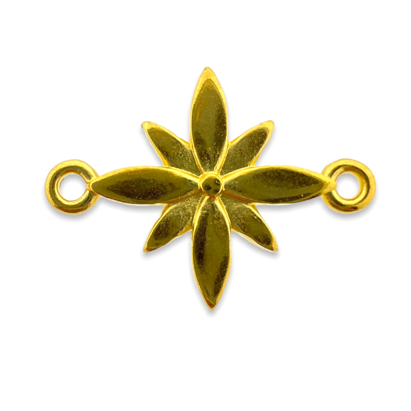 Bedel flower tussenzetsel Goud 24kr DQ 16x21mm-bedels-Kraaltjes van Renate