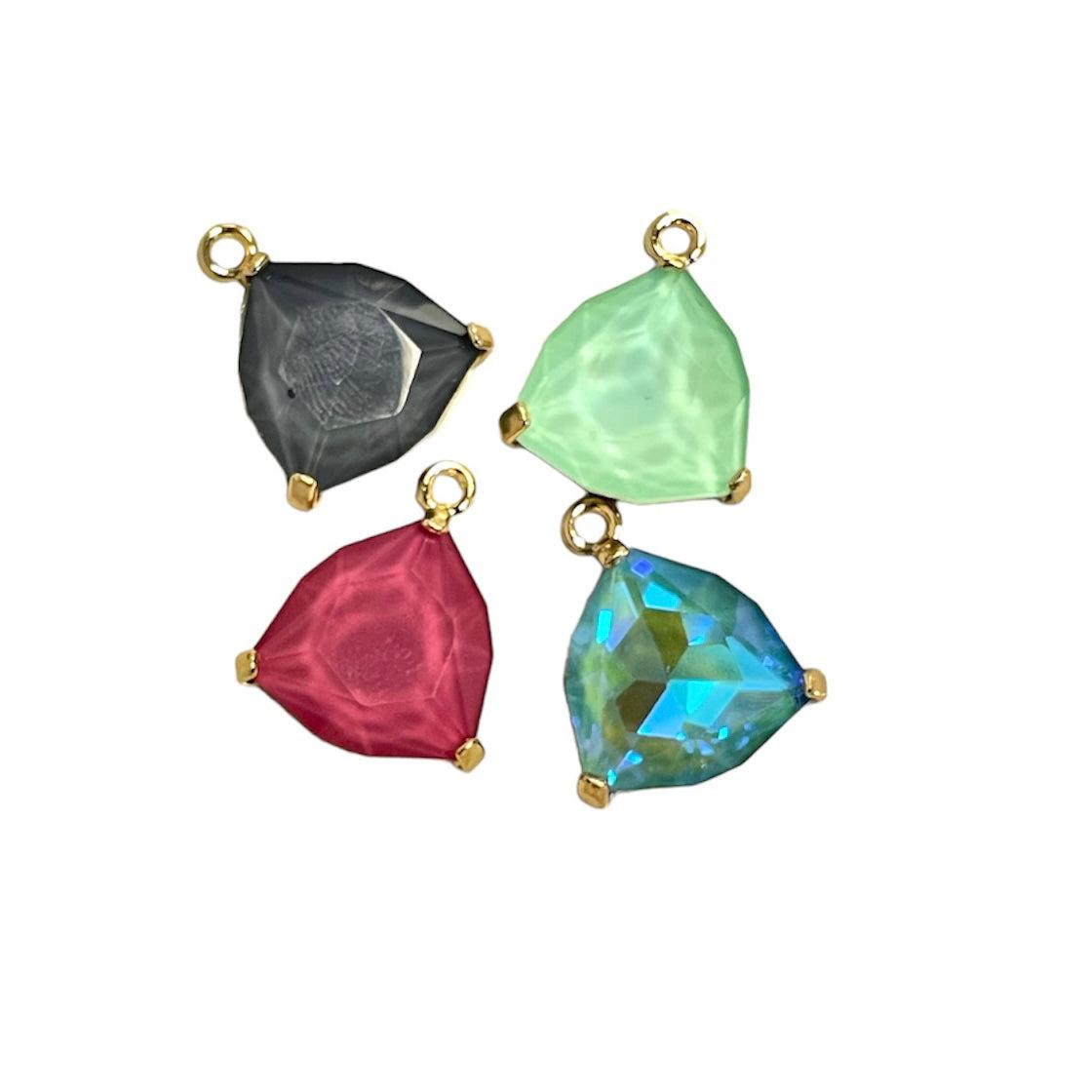 Bedel glas hanger gekleurd/goud 22x19mm-bedels-Kraaltjes van Renate