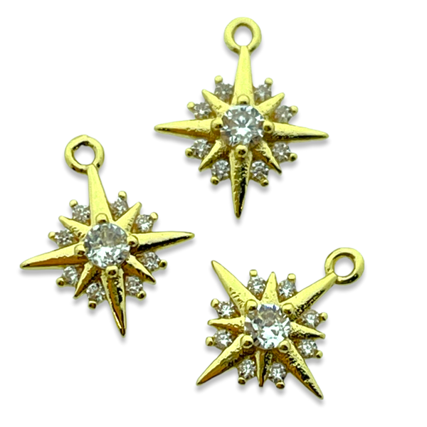 Bedel goud crystal ster gold plated 14mm- per stuk-bedels-Kraaltjes van Renate