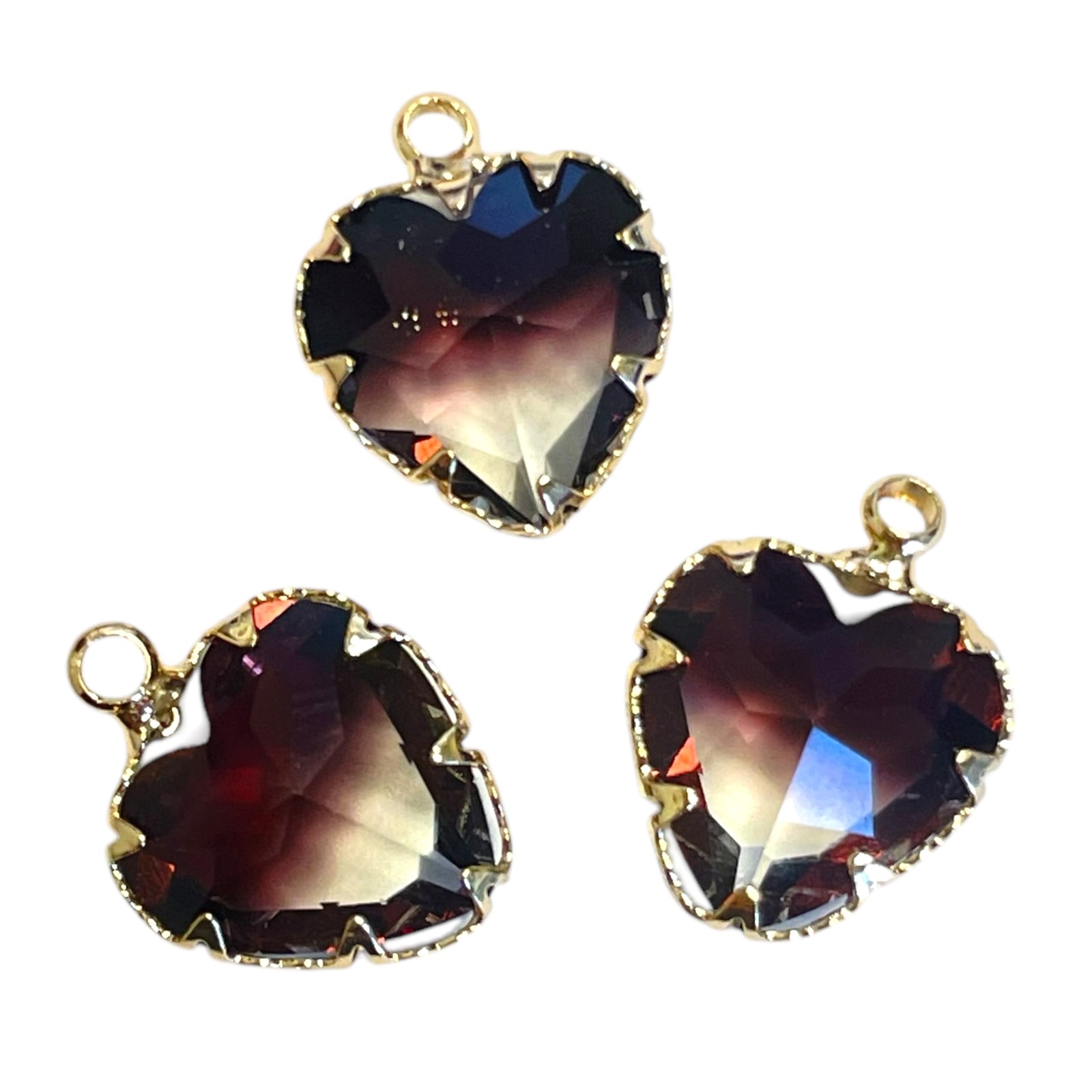 Bedel goud glas hartje dark 16mm- per stuk-bedels-Kraaltjes van Renate