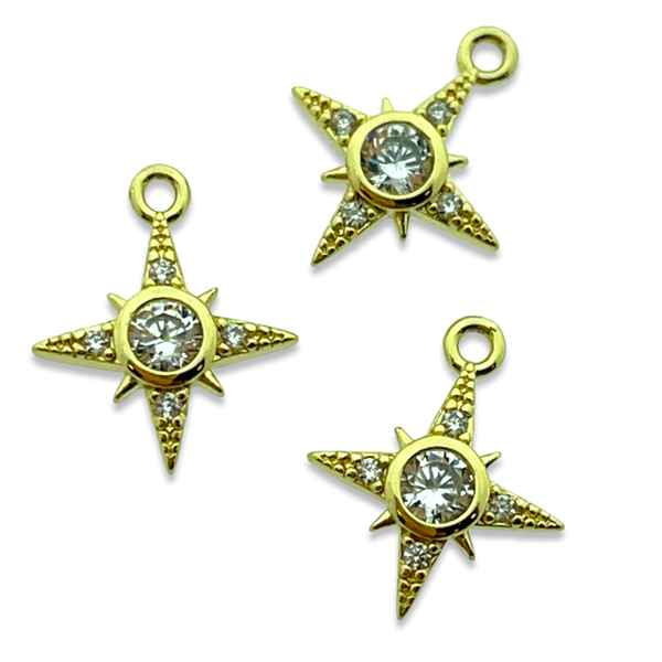 Bedel goud gold plated star 14K 14mm- per stuk-bedels-Kraaltjes van Renate