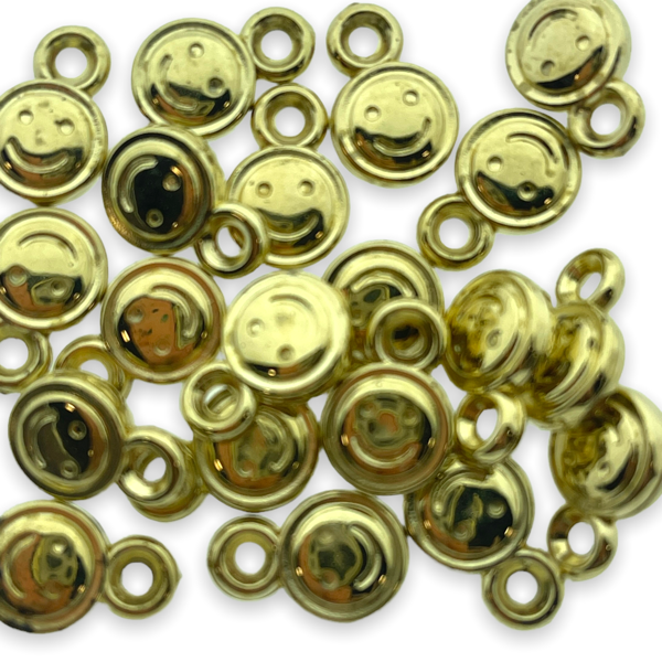 Bedel goud smiley 13mm - 20 stuks-bedels-Kraaltjes van Renate